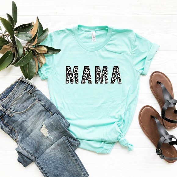 Leopard Print Mama Graphic T shirt Soft Cotton NEW - Picture 2 of 4